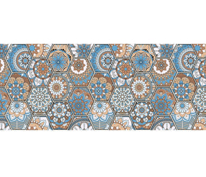 Tappeto Cucina Antiscivolo Made in Italy Passatoia Antimacchia Multiuso Corridoio Soggiorno Lavabile in Lavatrice - 50x400 - Esagoni celesti