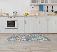 Tappeto Cucina Antiscivolo Made in Italy Passatoia Antimacchia Multiuso Corridoio Soggiorno Lavabile in Lavatrice - 50x450 - Esagoni celesti