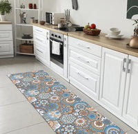 Tappeto Cucina Antiscivolo Made in Italy Passatoia Antimacchia Multiuso Corridoio Soggiorno Lavabile in Lavatrice - 50x400 - Esagoni celesti