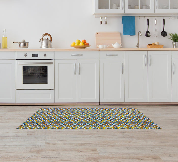 Tappeto Cucina Antiscivolo Made in Italy Passatoia Antimacchia Multiuso Corridoio Soggiorno Lavabile in Lavatrice - 50x250 - Azulejos