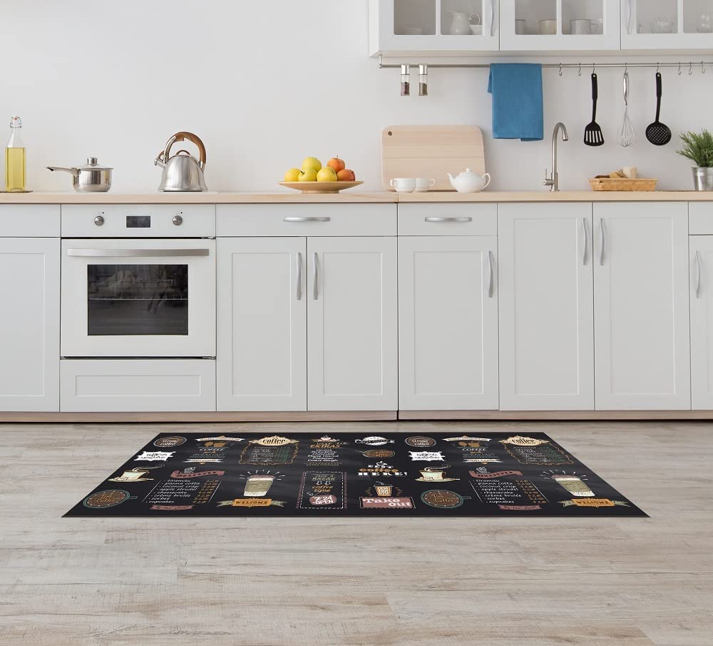 Tappeto Cucina Antiscivolo Made in Italy Passatoia Antimacchia Multiuso Corridoio Soggiorno Lavabile in Lavatrice - 50x300 - Menu