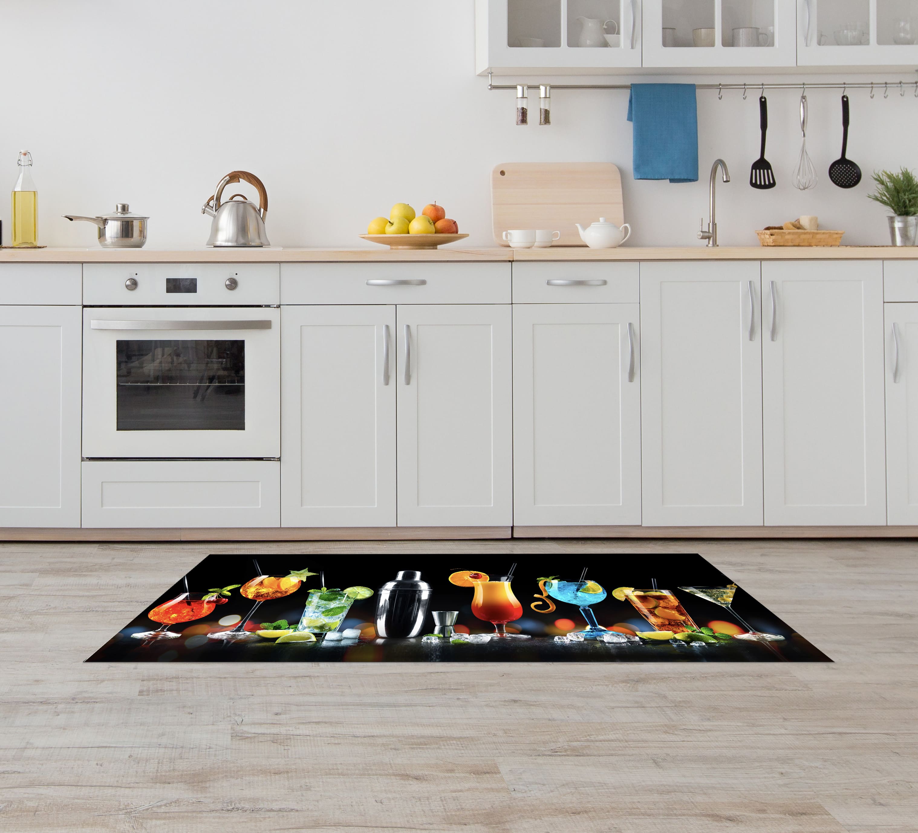 Tappeto Cucina Antiscivolo Made in Italy Passatoia Antimacchia Multiuso Corridoio Soggiorno Lavabile in Lavatrice - 50x200 - Coktail bar