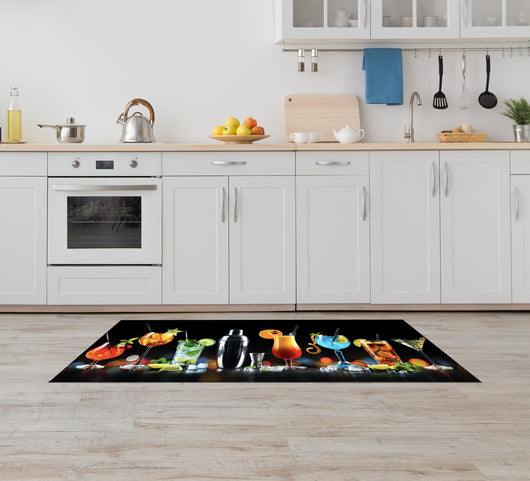 Tappeto Cucina Antiscivolo Made in Italy Passatoia Antimacchia Multiuso Corridoio Soggiorno Lavabile in Lavatrice - 50x200 - Coktail bar
