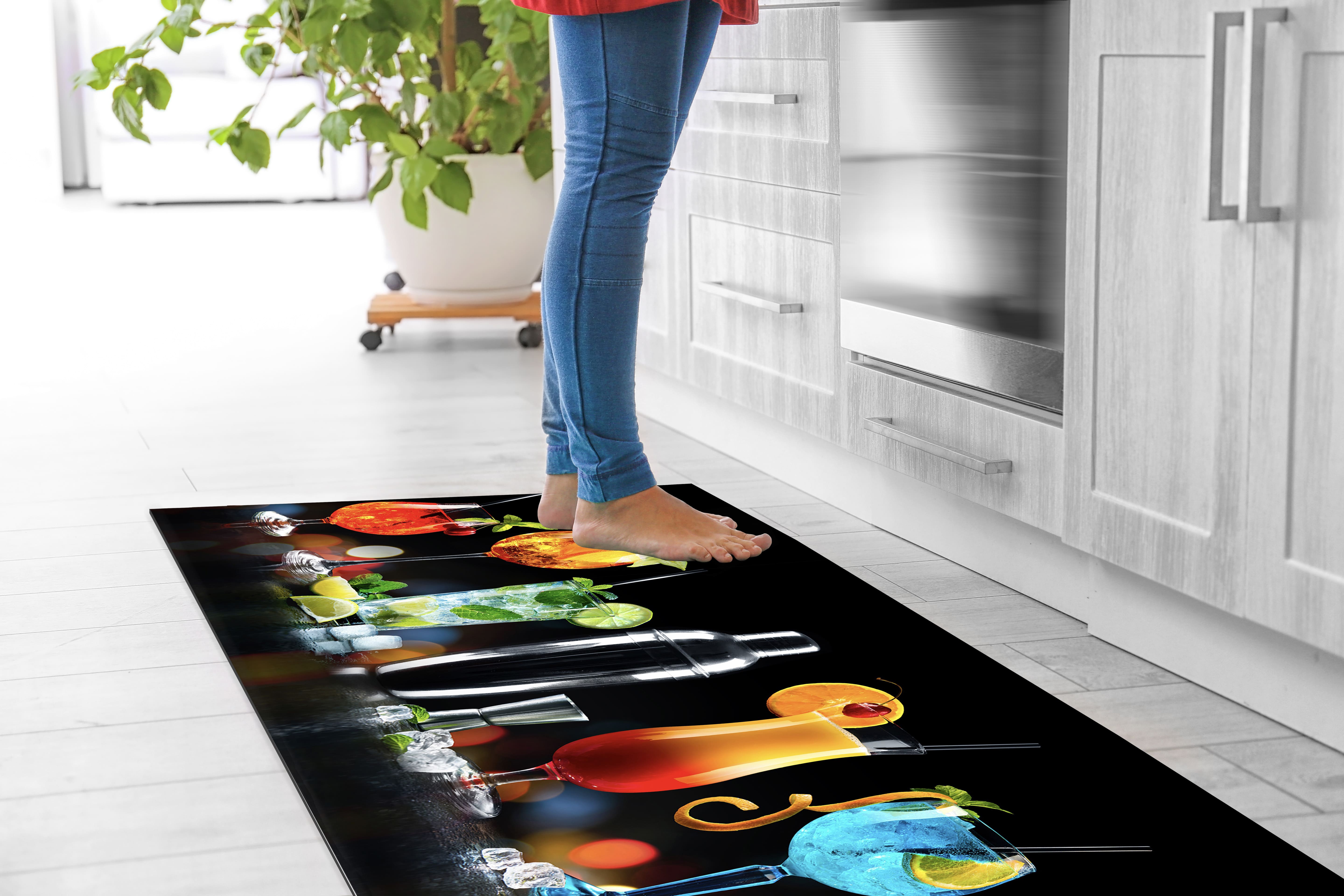 Tappeto Cucina Antiscivolo Made in Italy Passatoia Antimacchia Multiuso Corridoio Soggiorno Lavabile in Lavatrice - 50x100 - Coktail bar