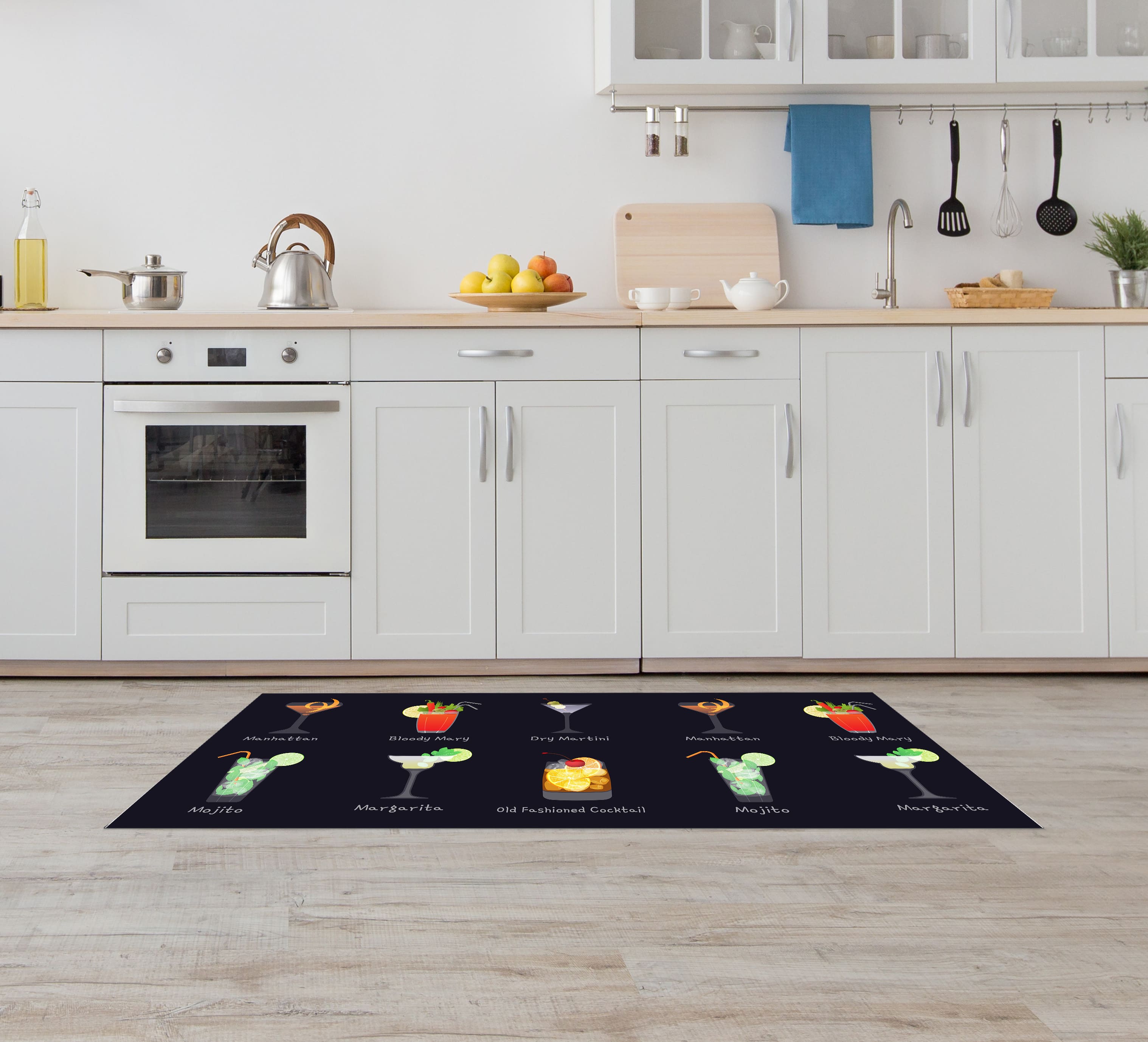 Tappeto Cucina Antiscivolo Made in Italy Passatoia Antimacchia Multiuso Corridoio Soggiorno Lavabile in Lavatrice - 50x350 - Coktail Simple