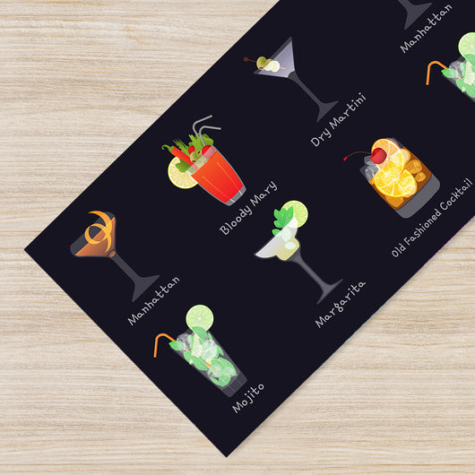 Tappeto Cucina Antiscivolo Made in Italy Passatoia Antimacchia Multiuso Corridoio Soggiorno Lavabile in Lavatrice - 50x600 - Coktail Simple