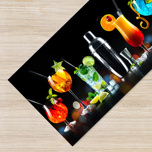 Tappeto Cucina Antiscivolo Made in Italy Passatoia Antimacchia Multiuso Corridoio Soggiorno Lavabile in Lavatrice - 50x300 - Coktail bar