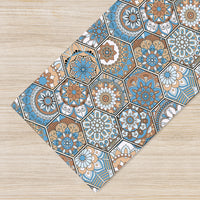 Tappeto Cucina Antiscivolo Made in Italy Passatoia Antimacchia Multiuso Corridoio Soggiorno Lavabile in Lavatrice - 50x400 - Esagoni celesti