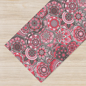 Tappeto Cucina Antiscivolo Made in Italy Passatoia Antimacchia Multiuso Corridoio Soggiorno Lavabile in Lavatrice - 50x350 - Esagoni rosa