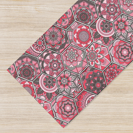 Tappeto Cucina Antiscivolo Made in Italy Passatoia Antimacchia Multiuso Corridoio Soggiorno Lavabile in Lavatrice - 50x400 - Esagoni rosa