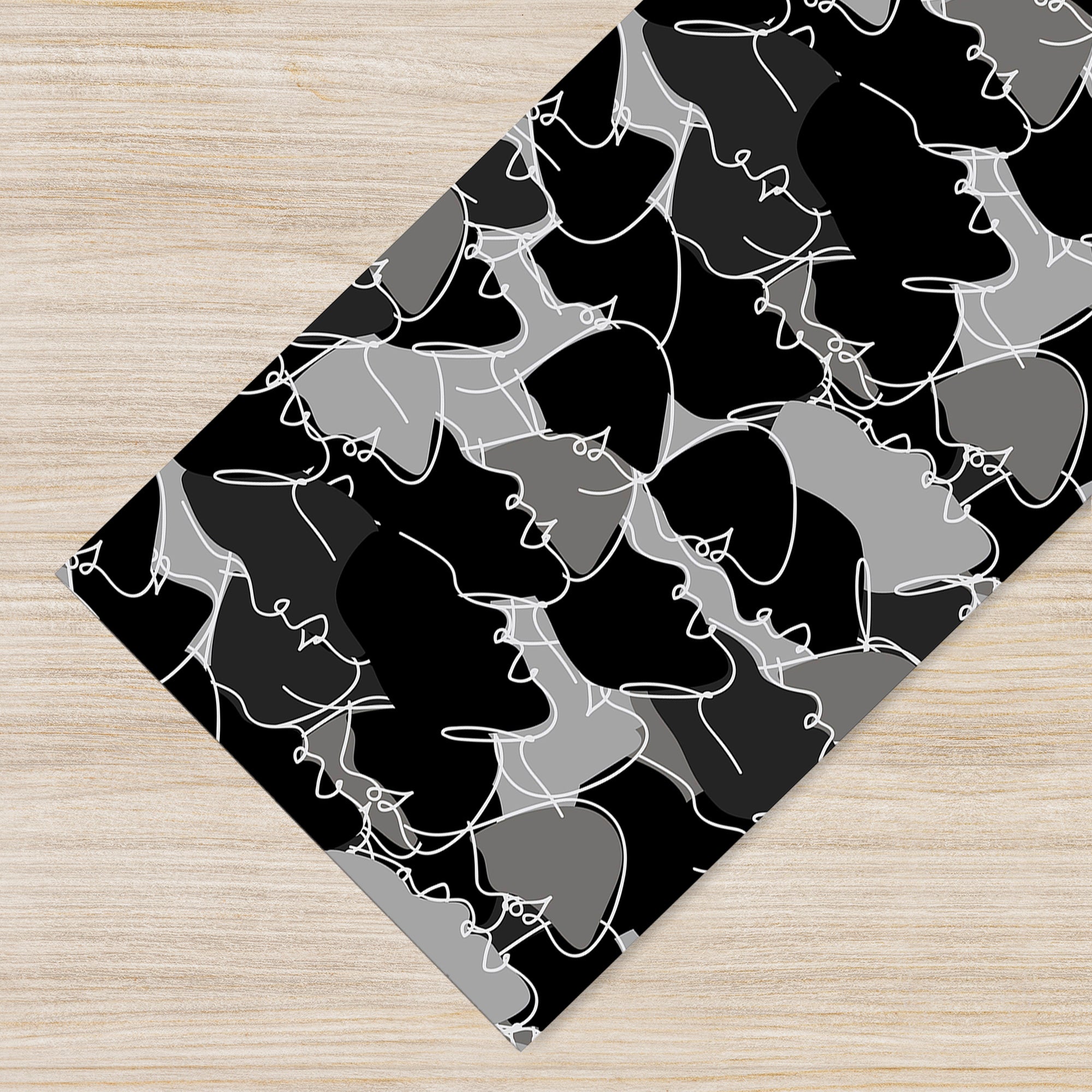 Tappeto Cucina Antiscivolo Made in Italy Passatoia Antimacchia Multiuso Corridoio Soggiorno Lavabile in Lavatrice - 50x250 - Face nero