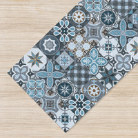 Tappeto Cucina Antiscivolo Made in Italy Passatoia Antimacchia Multiuso Corridoio Soggiorno Lavabile in Lavatrice - 50x450 - Mattonella Acqua