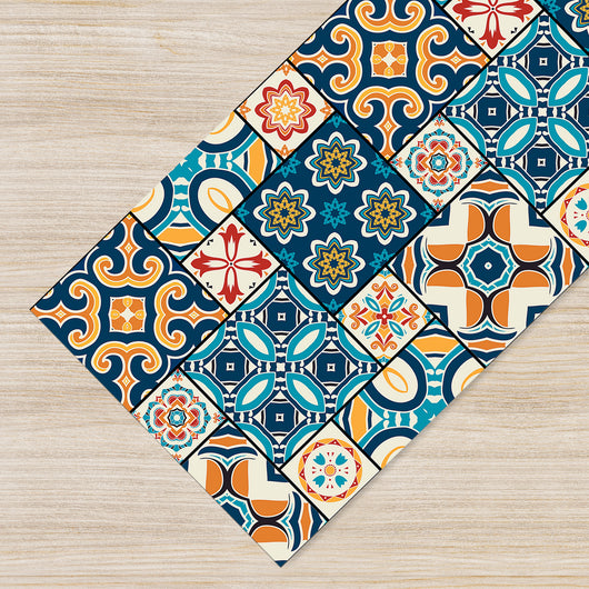 Tappeto Cucina Antiscivolo Made in Italy Passatoia Antimacchia Multiuso Corridoio Soggiorno Lavabile in Lavatrice - 50x200 - Mattonella Multicolor