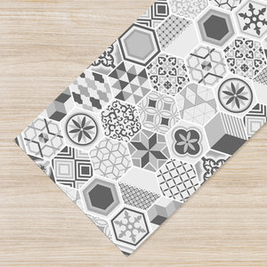 Tappeto Cucina Antiscivolo Made in Italy Passatoia Antimacchia Multiuso Corridoio Soggiorno Lavabile in Lavatrice - 50x550 - Mattonella grigia