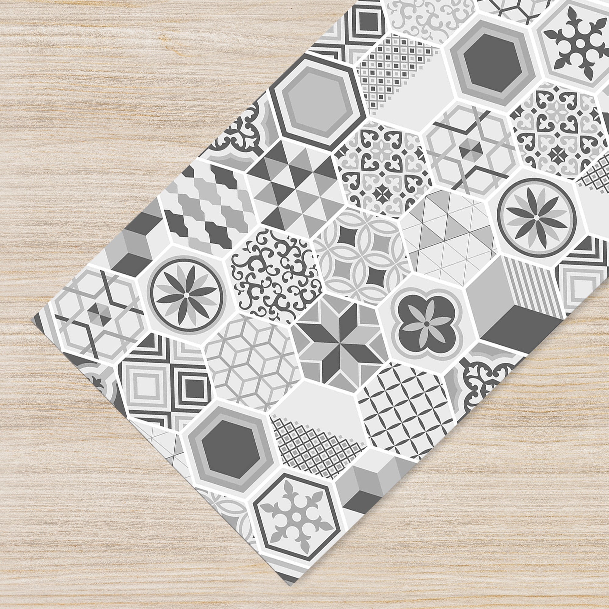 Tappeto Cucina Antiscivolo Made in Italy Passatoia Antimacchia Multiuso Corridoio Soggiorno Lavabile in Lavatrice - 50x400 - Mattonella grigia