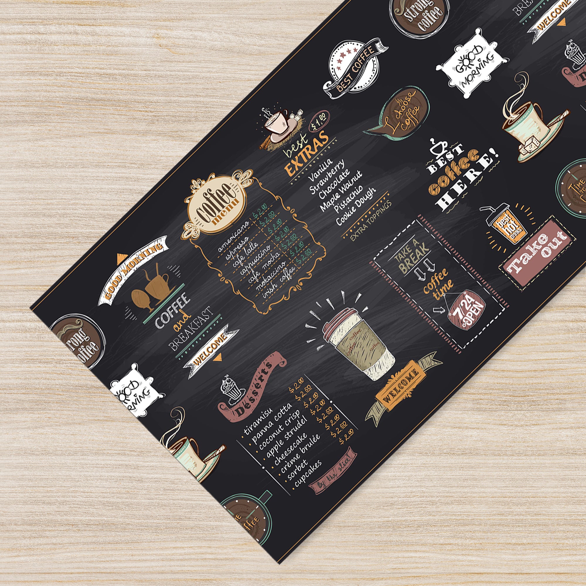 Tappeto Cucina Antiscivolo Made in Italy Passatoia Antimacchia Multiuso Corridoio Soggiorno Lavabile in Lavatrice - 50x150 - Menu