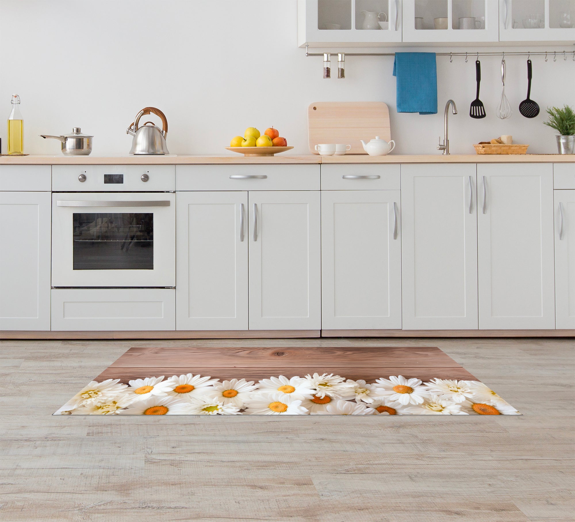 Tappeto Cucina Antiscivolo Made in Italy Passatoia Antimacchia Multiuso Corridoio Soggiorno Lavabile in Lavatrice - 50x550 - Margherite