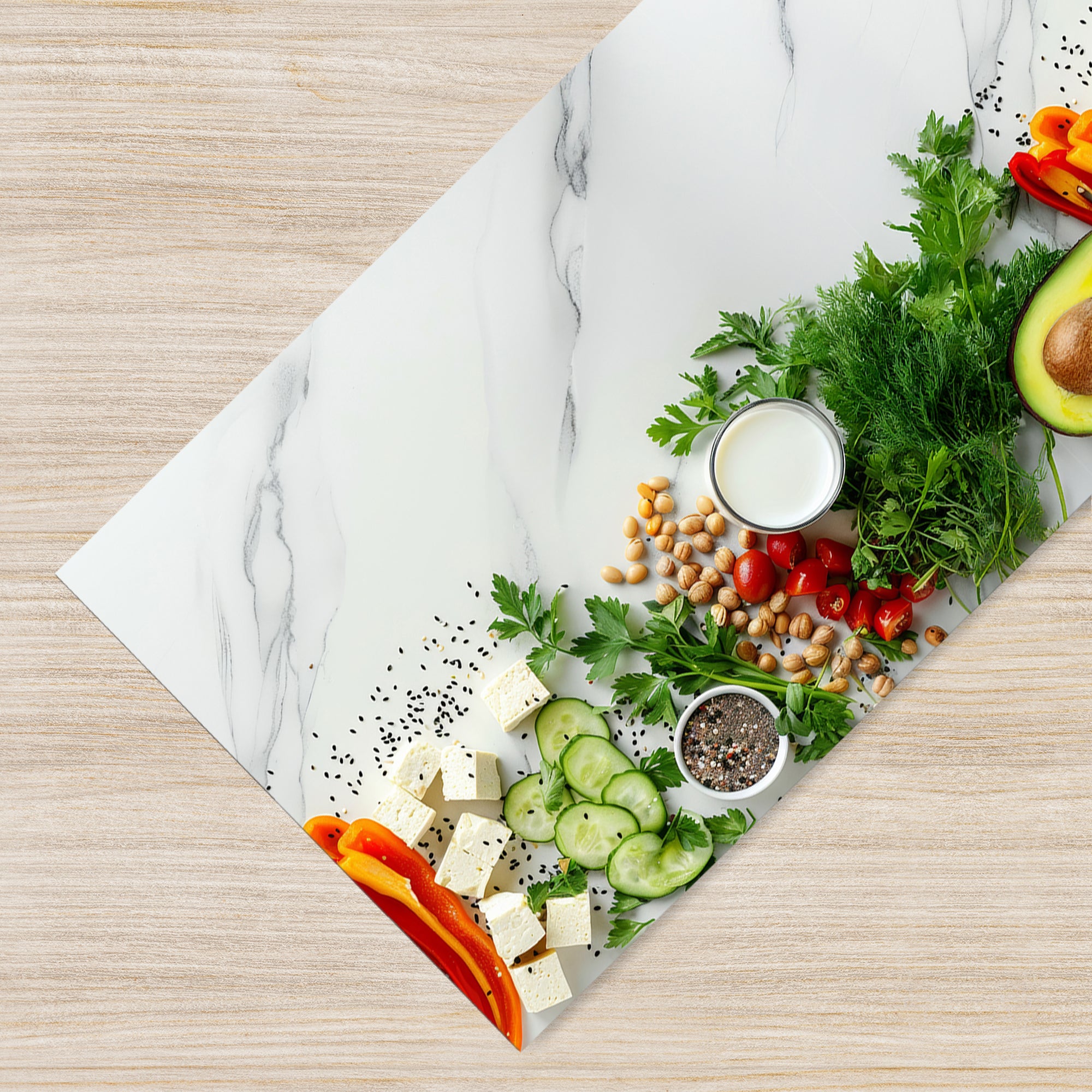 Tappeto Cucina Antiscivolo Made in Italy Passatoia Antimacchia Multiuso Corridoio Soggiorno Lavabile in Lavatrice - 50x250 - Marmo Avocado