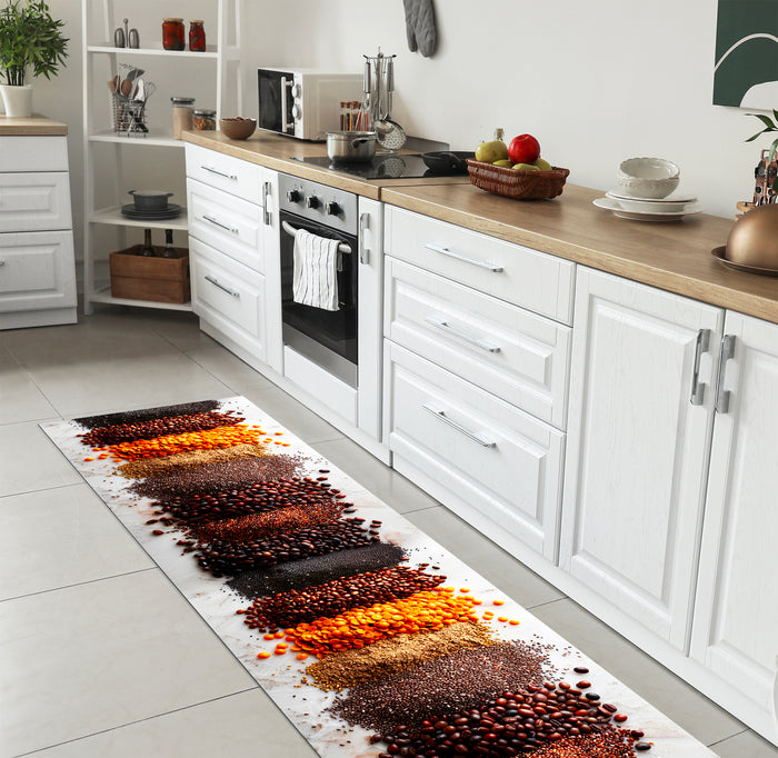 Tappeto Cucina Antiscivolo Made in Italy Passatoia Antimacchia Multiuso Corridoio Soggiorno Lavabile in Lavatrice - 50x350 - Multi Chicchi