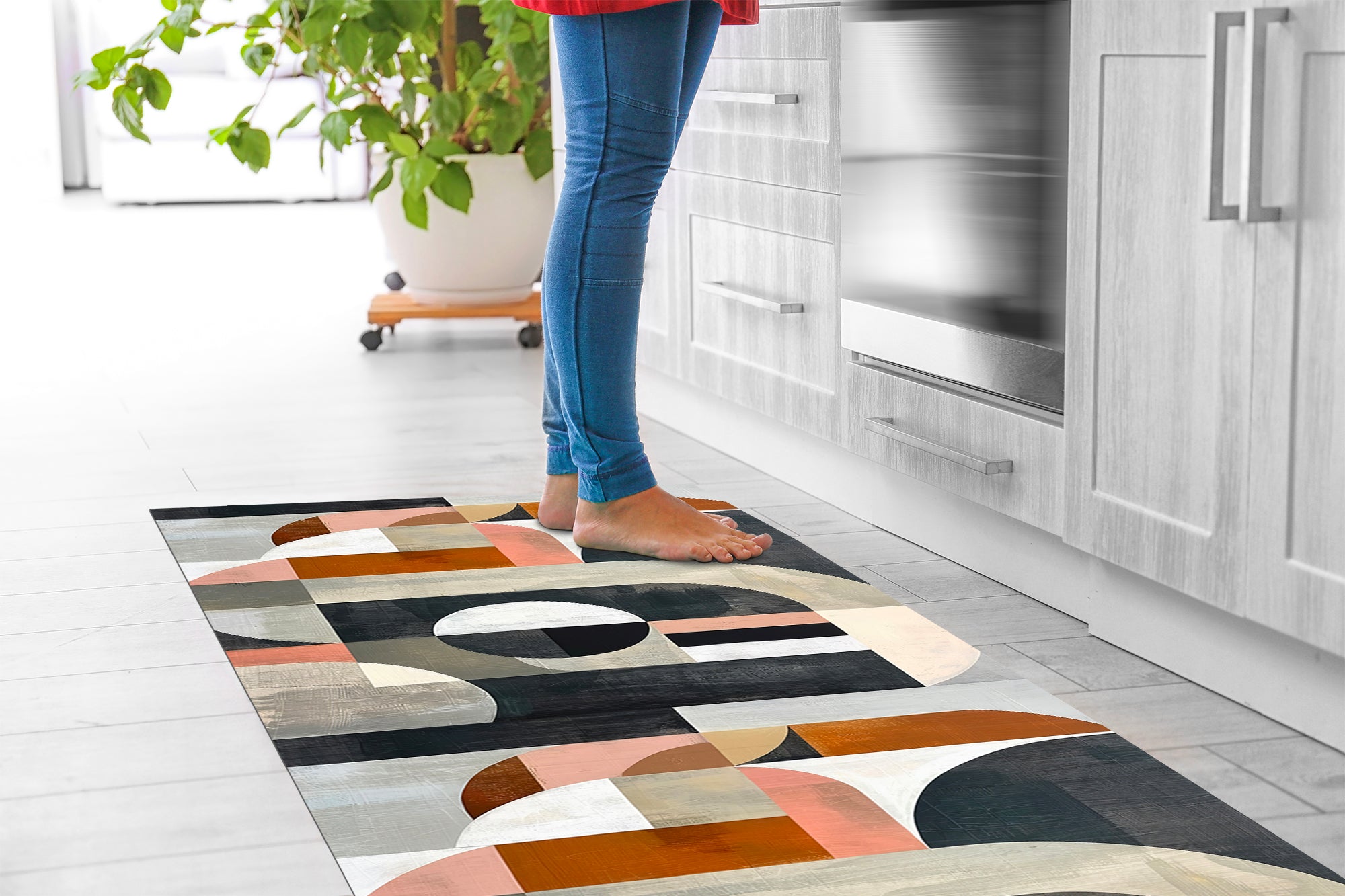 Tappeto Cucina Antiscivolo Made in Italy Passatoia Antimacchia Multiuso Corridoio Soggiorno Lavabile in Lavatrice - 50x550 - Picasso Grigia