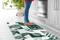 Tappeto Cucina Antiscivolo Made in Italy Passatoia Antimacchia Multiuso Corridoio Soggiorno Lavabile in Lavatrice - 50x400 - Picasso Verde