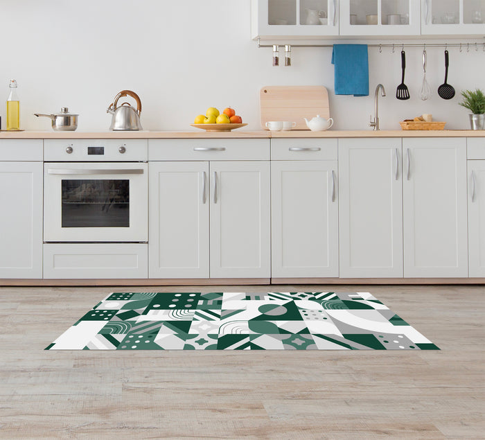 Tappeto Cucina Antiscivolo Made in Italy Passatoia Antimacchia Multiuso Corridoio Soggiorno Lavabile in Lavatrice - 50x150 - Picasso Verde