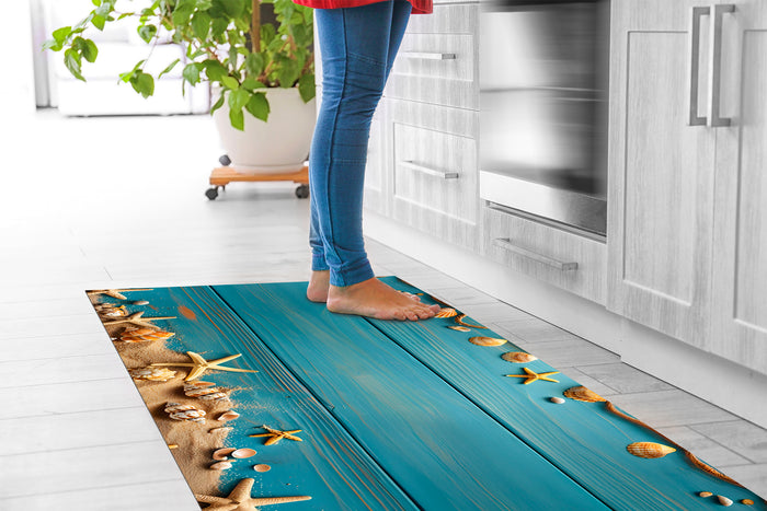 Tappeto Cucina Antiscivolo Made in Italy Passatoia Antimacchia Multiuso Corridoio Soggiorno Lavabile in Lavatrice - 50x150 - Stella Marina