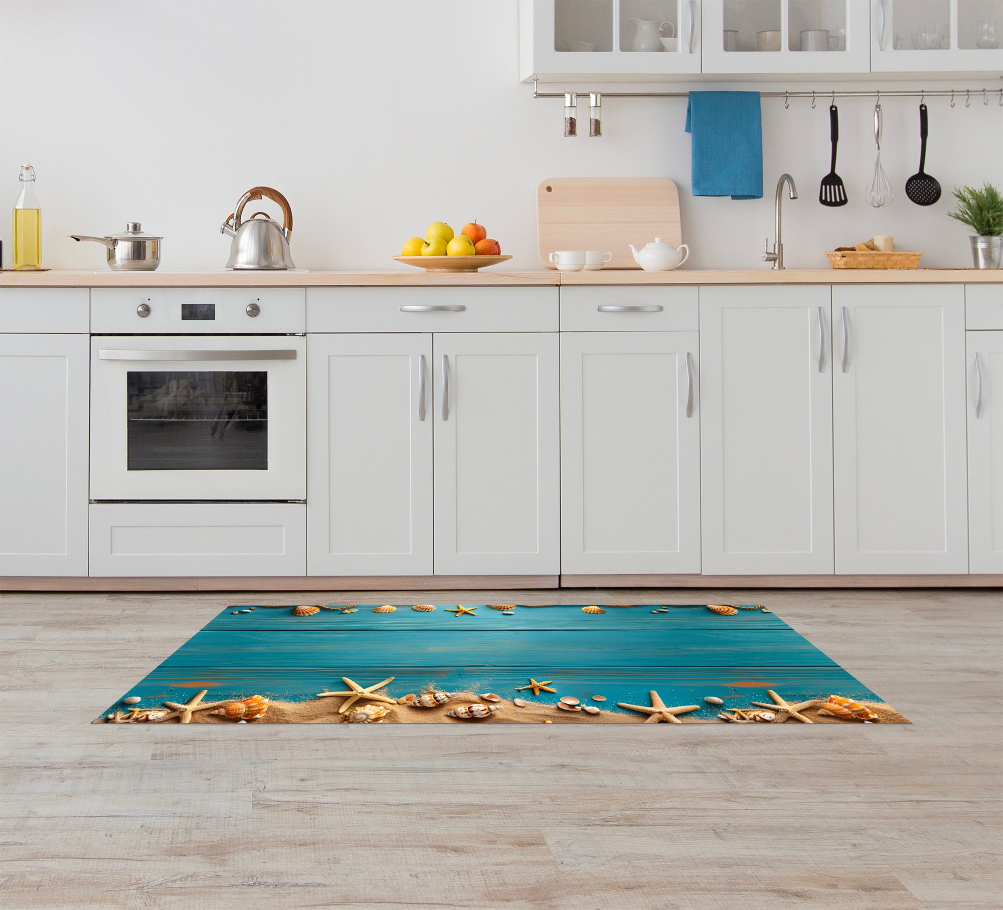 Tappeto Cucina Antiscivolo Made in Italy Passatoia Antimacchia Multiuso Corridoio Soggiorno Lavabile in Lavatrice - 50x150 - Stella Marina