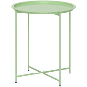 Tavolo da giardino rotondo in acciaio per esterni con piano rimovibile; pieghevole; ideale per terrazza o patio. Verde.
