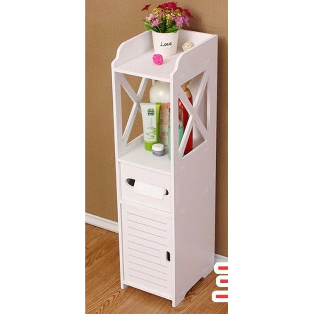 Trade Shop - Armadietto Portaoggetti Ripiani Porta Carta Igienica Organizer Da Bagno Per Piccoli Spazi -