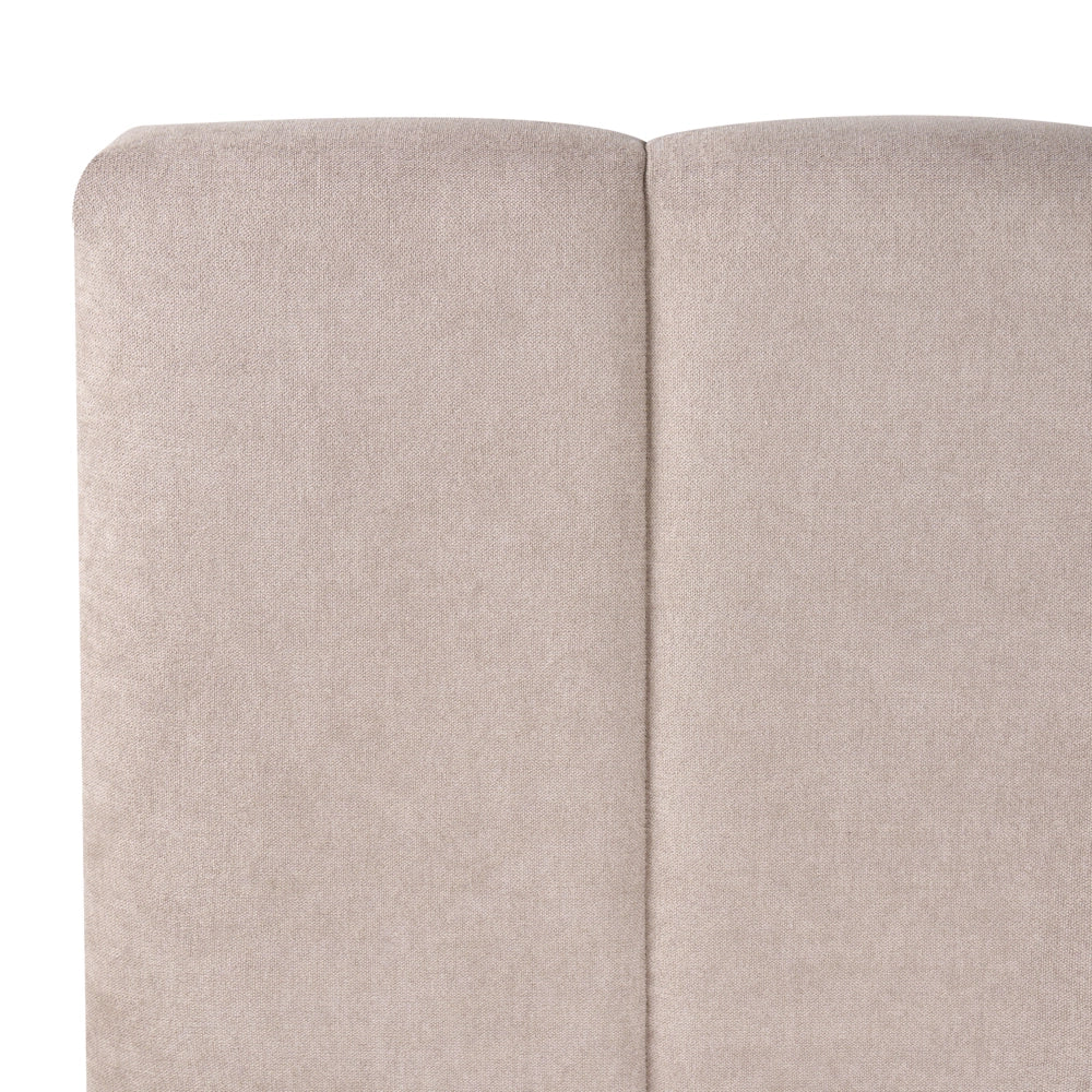 Letto matrimoniale contenitore con trapuntatura verticale in tessuto tortora 140x200 cm struttura sollevabile e testiera alta