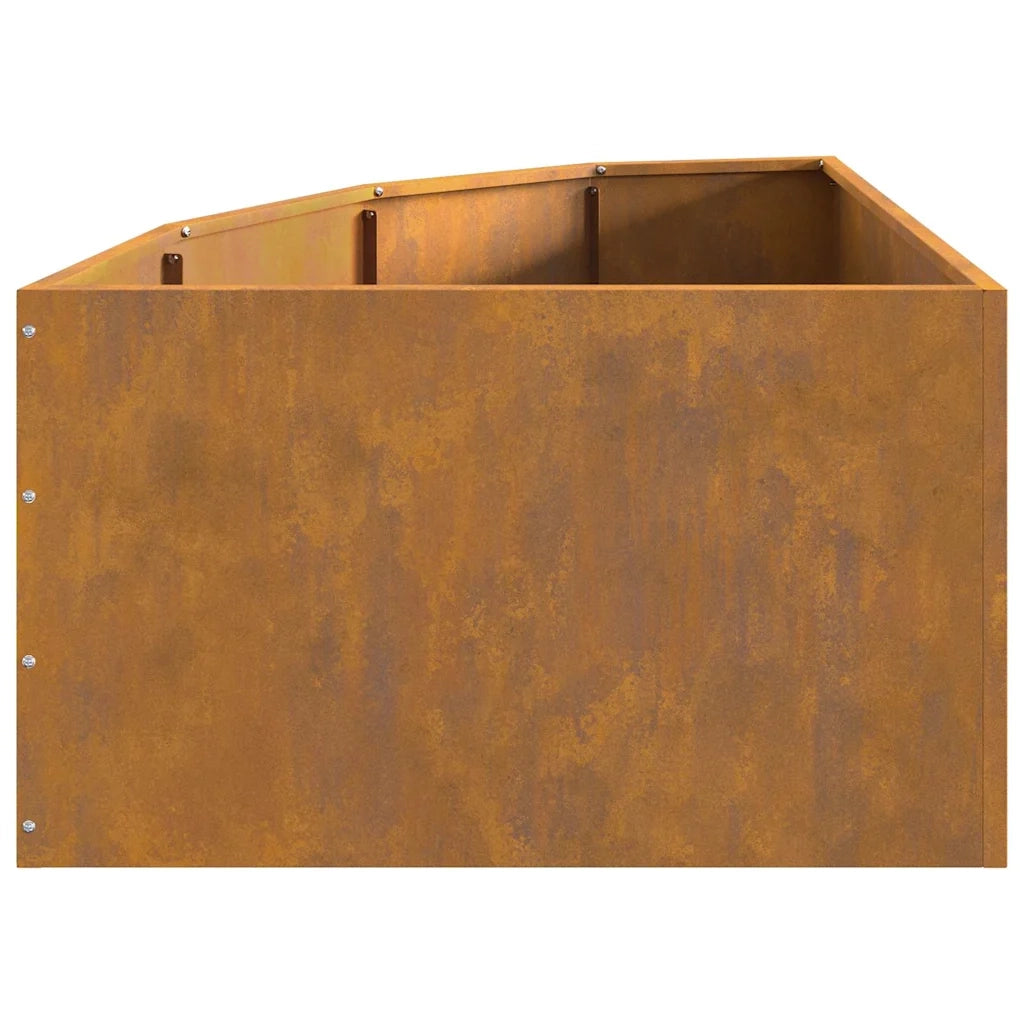 Vaso d'angolo-Fioriera-Contenitore per Piante Ruggine 60 x 60 x 35 cm acciaio corten