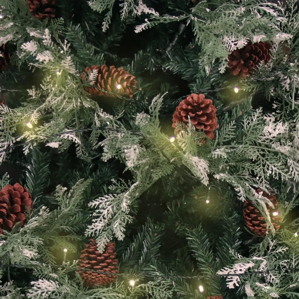 Albero di Natale con LED e Pigne Verde e Bianco 195 cm PVC e PE cod mxl 17965