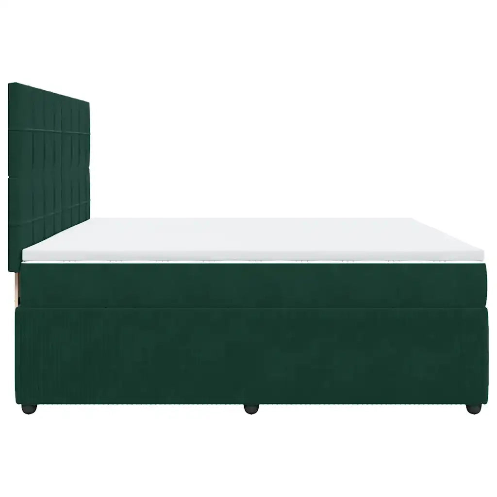 Giroletto a Molle con Materasso Verde Scuro 200x200 cm Velluto