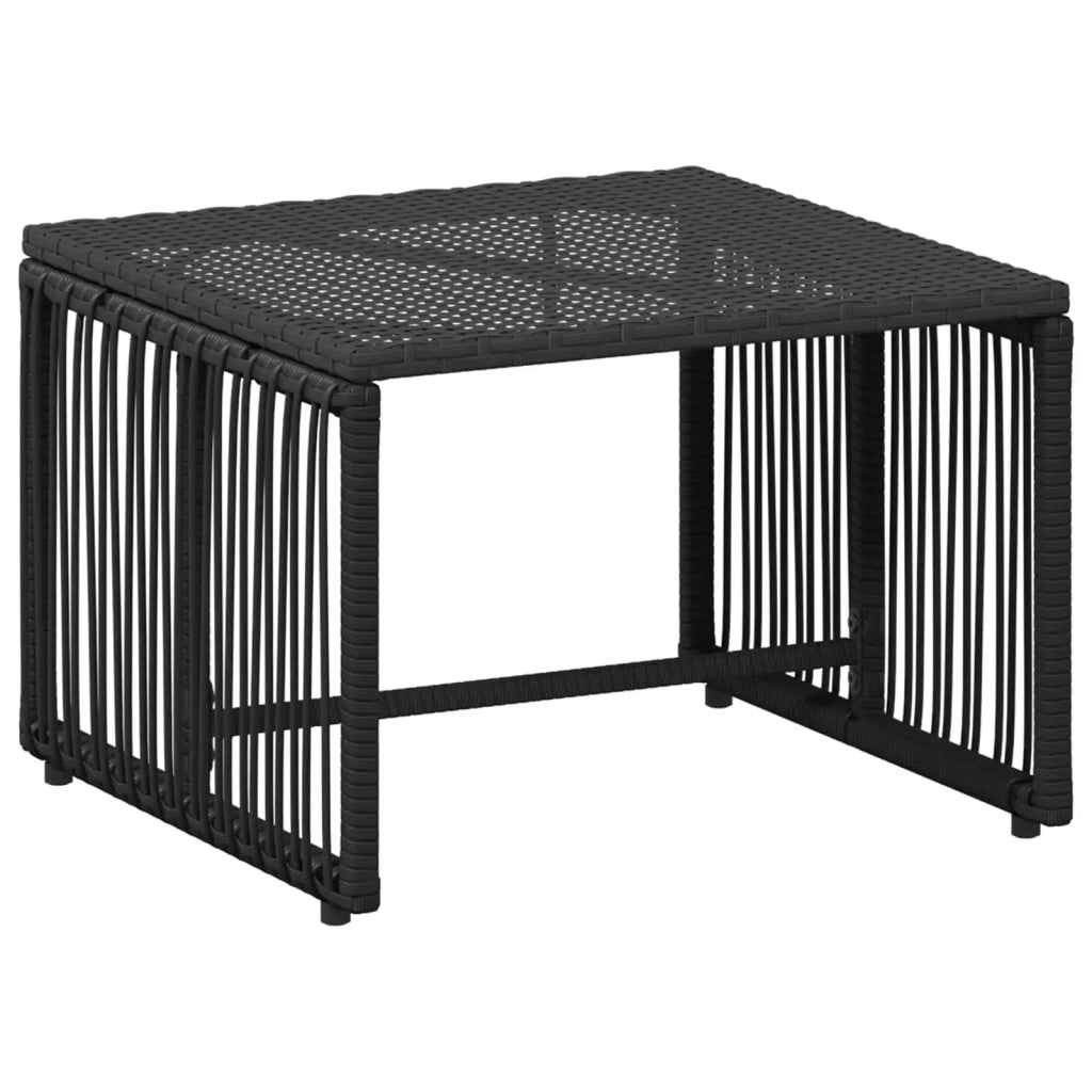 Set di Mobili da Esterno 11 pcs Nero e Bianco Crema polyrattan