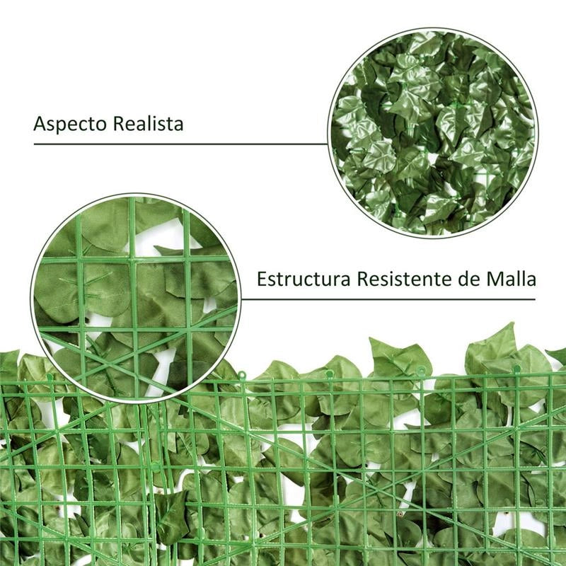 ROTOLO DI SIEPE ARTIFICIALE PER BALCONE CON FOGLIE 240X100 CM VERDE SCURO