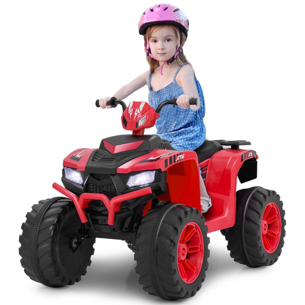 ATV elettrico per bambini da 24V, Veicolo a quattro ruote con musica radio pneumatici a battistrada luci a LED Rosso-Macchinine giocattoli