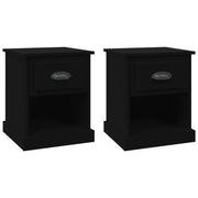 Set di 2 Comodini | Armadio da Notte | Mobiletto da notte Neri 39x39x47,5 cm in Legno Multistrato
