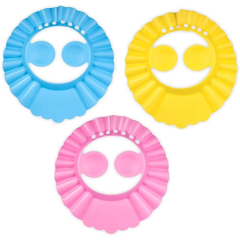 Trade Shop - Cappello Doccia Per Bambini 3 Pz Cuffia Da Bagno Per Testa Bambino Regolabile Visiera -