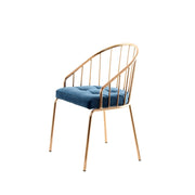 Sedia di design Palma in velluto blu scuro e metallo