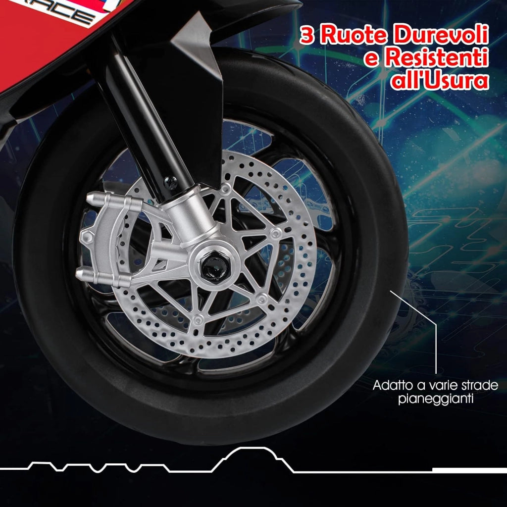6V BMW Moto Cavalcabile per Bambini, Motocicletta a 3 Ruote con Musica Fari, 3km/h, Moto Elettrica Regalo per Bambini 37 a 96 Mesi (Rosso)