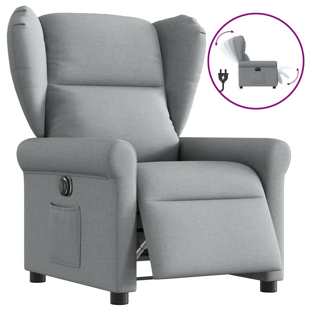 Poltrona Elettrica Reclinabile Grigio Chiaro in Tessuto 3303354