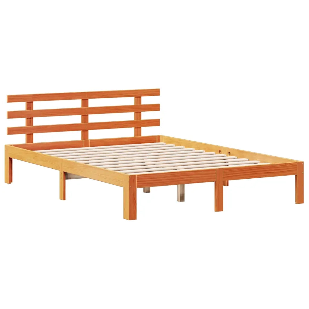 Letto Libreria senza Materasso Marrone Cera 140x190 cm in Pino 3322810