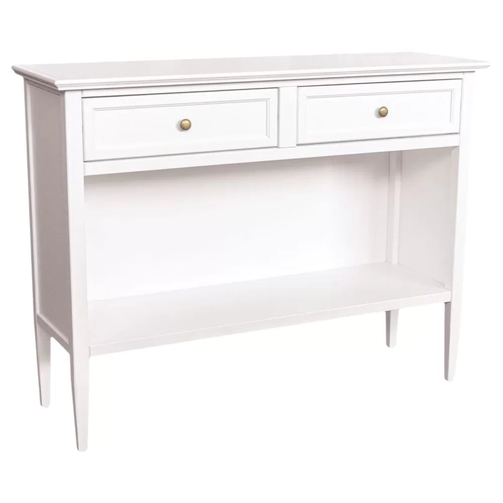 Madia credenza 2 cassetti 1 vano a giorno legno shabby bianco 110x35x83 - Mobili 2G