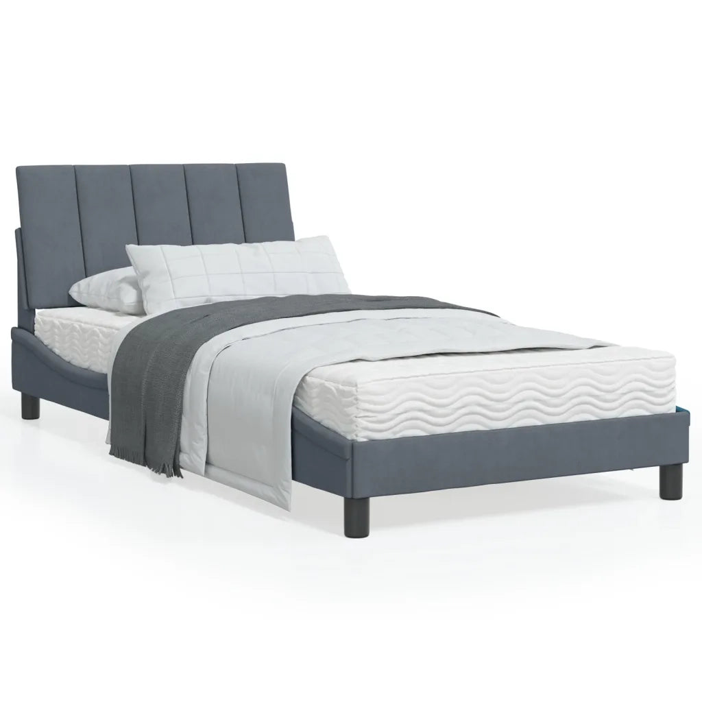 Letto con Materasso Hanko Grigio Scuro 100x200 cm in Velluto 3208581