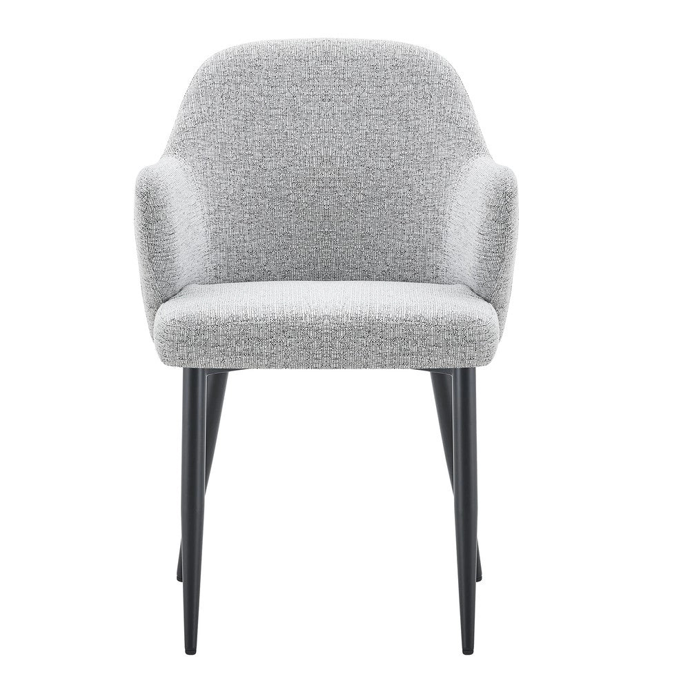 Sedie da Pranzo Imbottite Set 2 Pezzi ¨C MINIMAL ¨C Tessuto Grigio e PU Nero, Gambe in Metallo