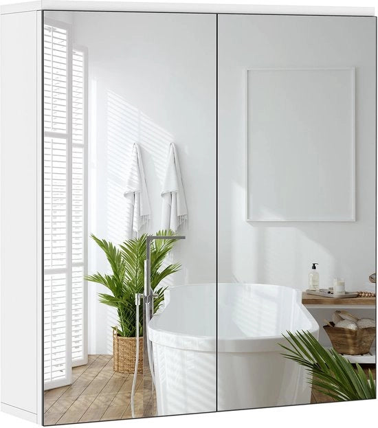 Cassettone da bagno con porte a specchio e pannelli regolabili - Stile 2 ante per bagno
