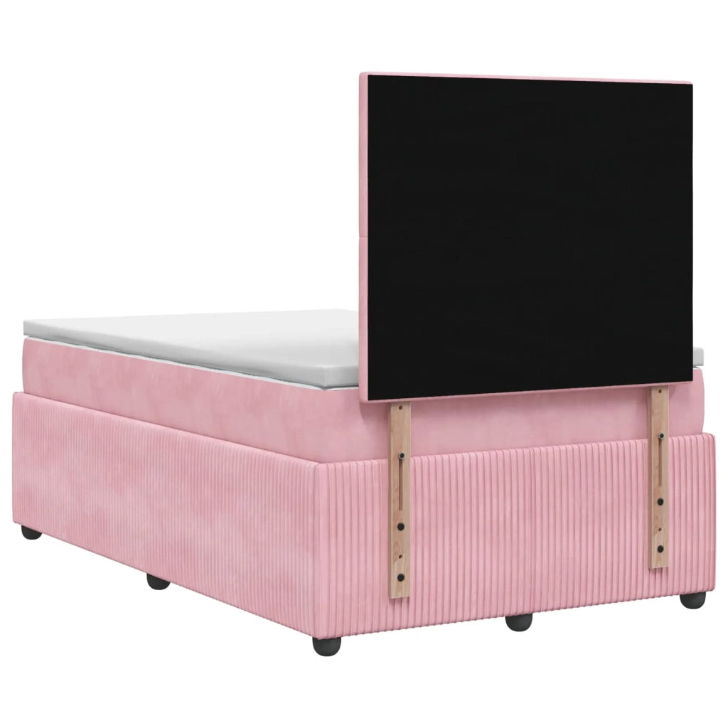 Letto box spring con materasso Rosa 120 x 190 cm Velluto 3454564