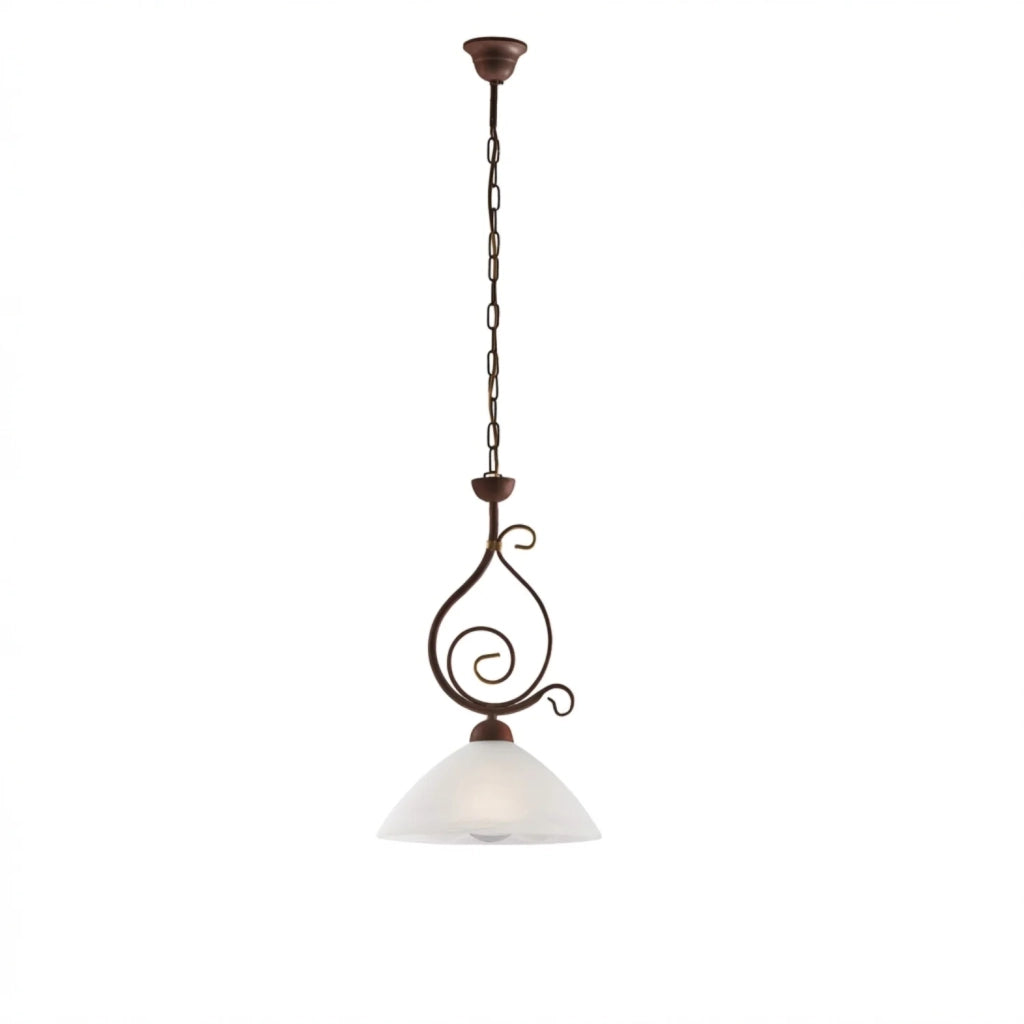 Lampadario Rustico Faraone 1 Luce Marrone e Bianco LuceArt Classic