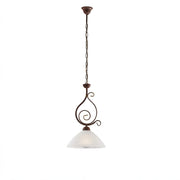 Lampadario Rustico Faraone 1 Luce Marrone e Bianco LuceArt Classic
